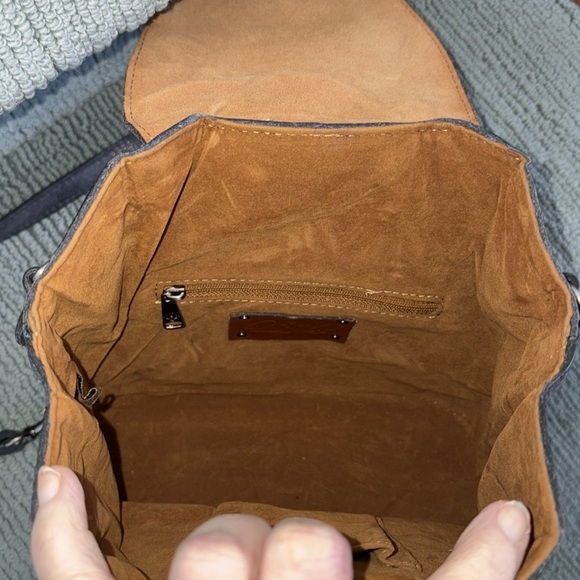 Patricia Nash  backpack  knapsack  mini backpack crinkle, leather charcoal gray